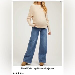 Women's Blue Wide-Leg MATERNITY Jeans